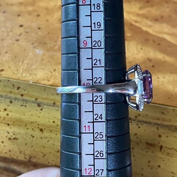 Moroccan Amethyst Sterling Silver Art Deco Ring Size 10 - Picture 8 of 9